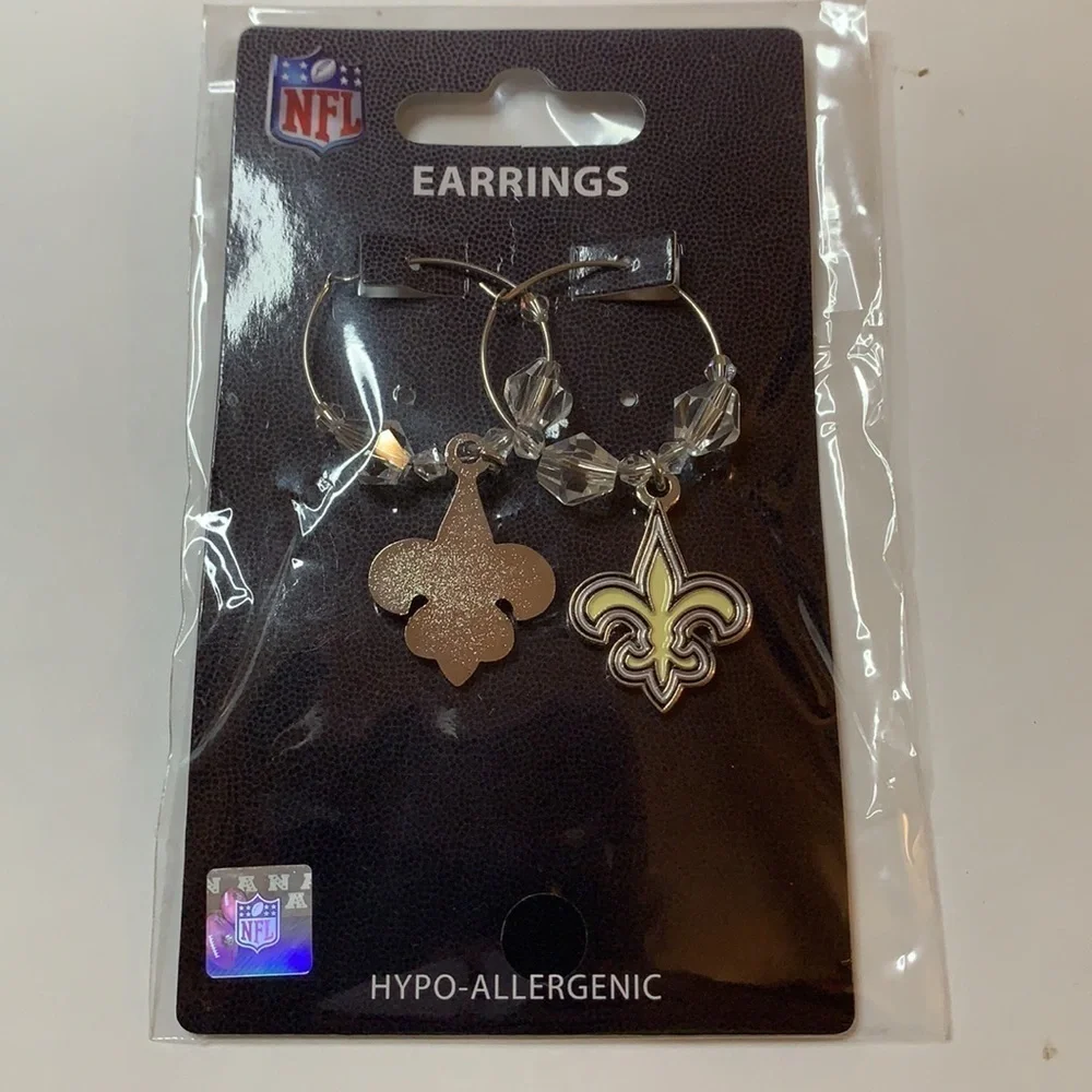 New Orleans Saints Hoop Earrings NFL Logo NWT - Picture 3 of 3